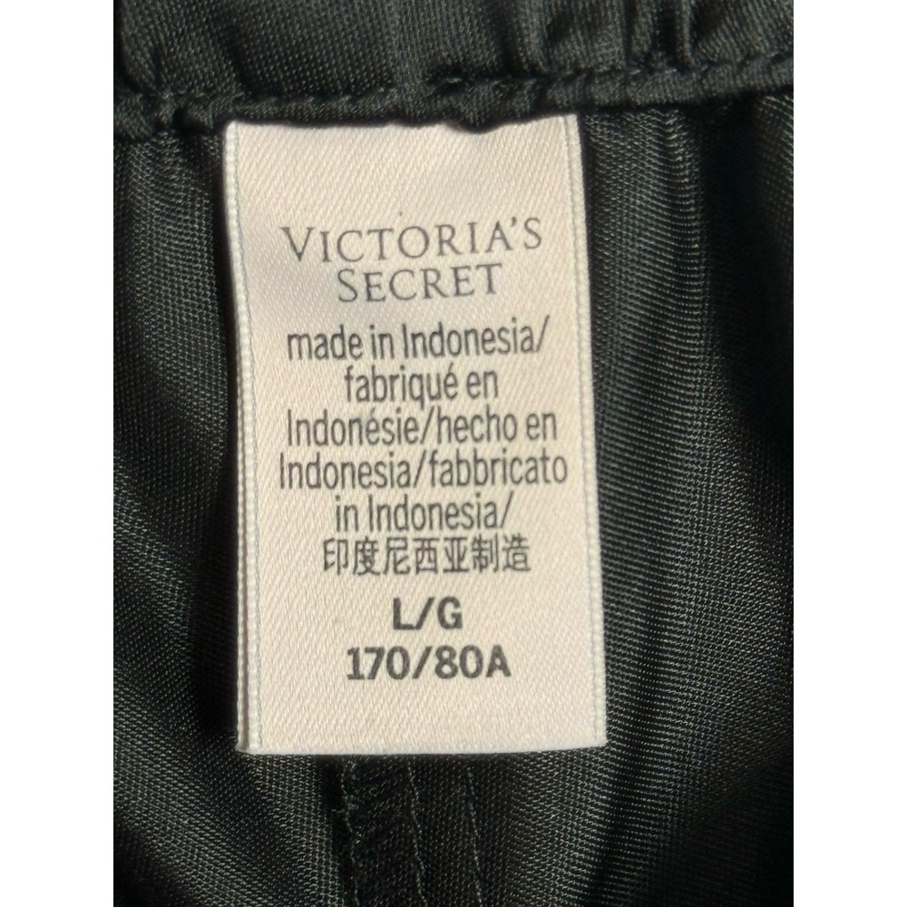 Victoria's Secret Signature Satin Short Pajama Set Jacquard Black Size Large EUC - Picture 4 of 6